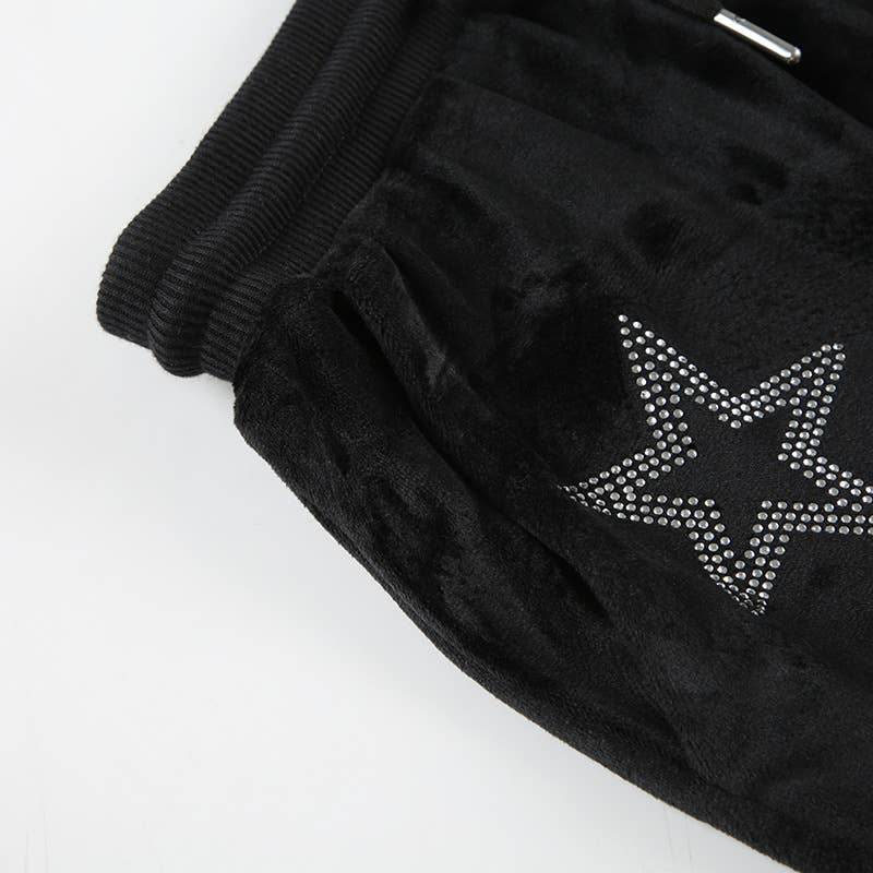 Contrasting color star hot drill short pants