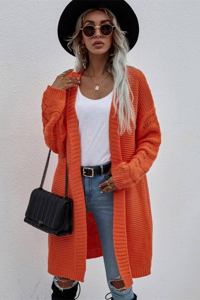 CWOCAL374 Casual Open Front Long Cardigan Sweater