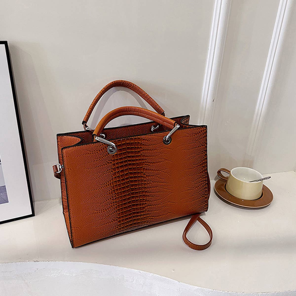 FASHION RETRO TEXTURE CROCODILE PATTERN HANDBAG_CWAB3330