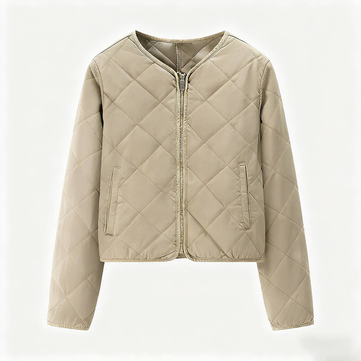 Fashion casual diamond-shaped round-neck coat