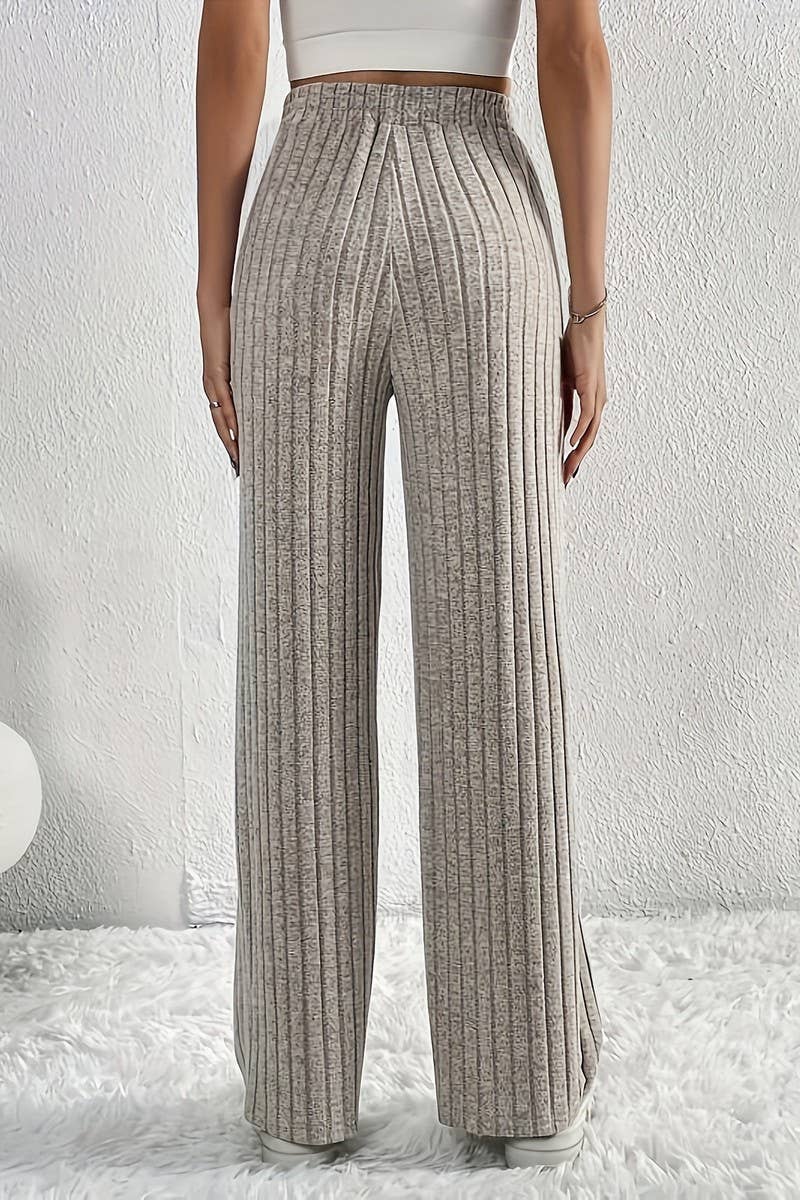 CWBLP1811_RELAXED LOOSE ELASTIC WAIST RIBBED KNIT TROUSERS