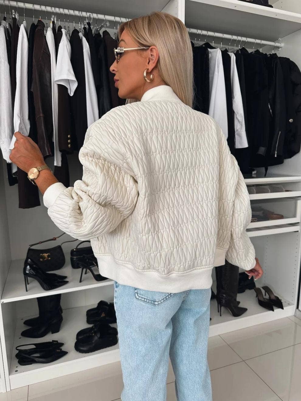 EMBROIDERED SHORT ZIPPER JACKET QUILTED JACKET