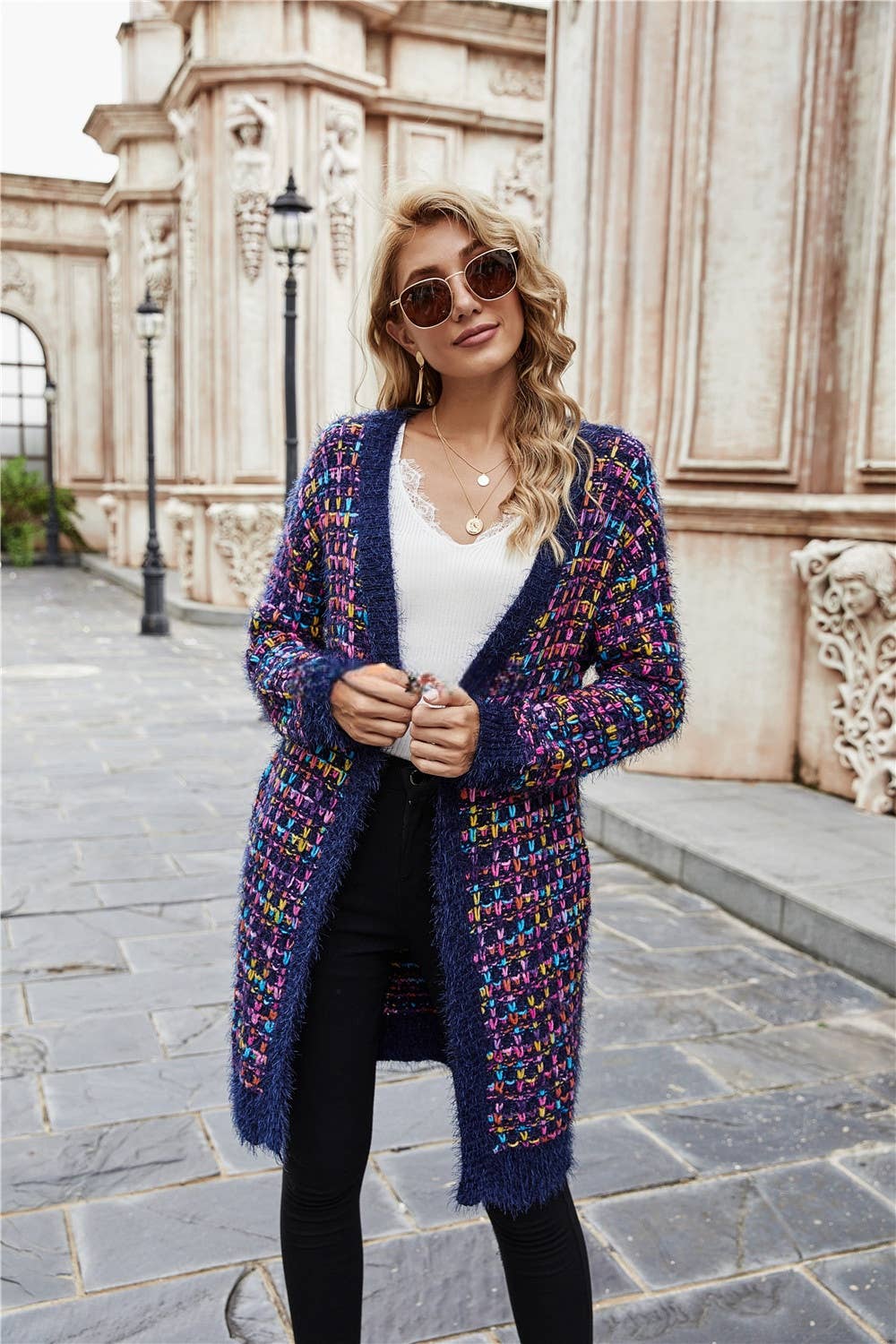 CWOSWL1045_Long Sleeve Open Front Long Cardigan Sweater