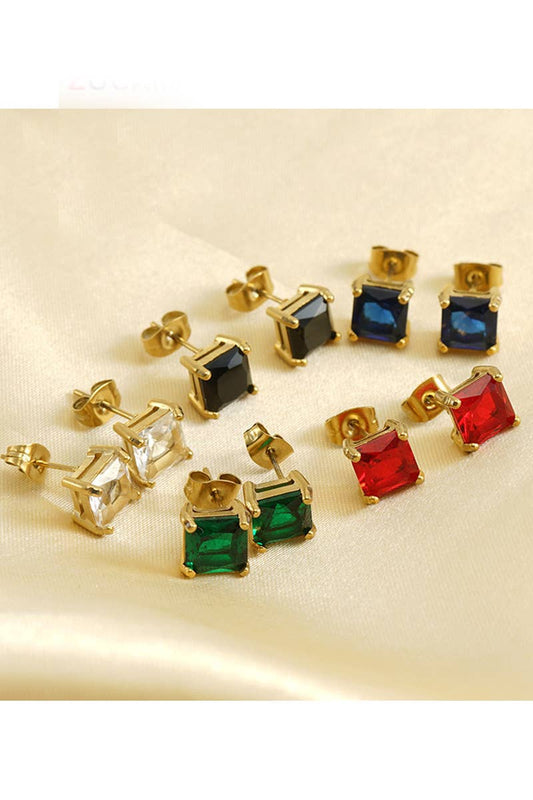 COLORED GEM DECKED STAINLESS STEEL EARRINGS_CWAJE0378