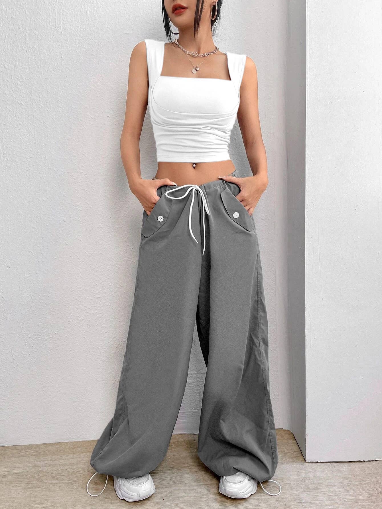 Square collar solid color short sexy chest wrap