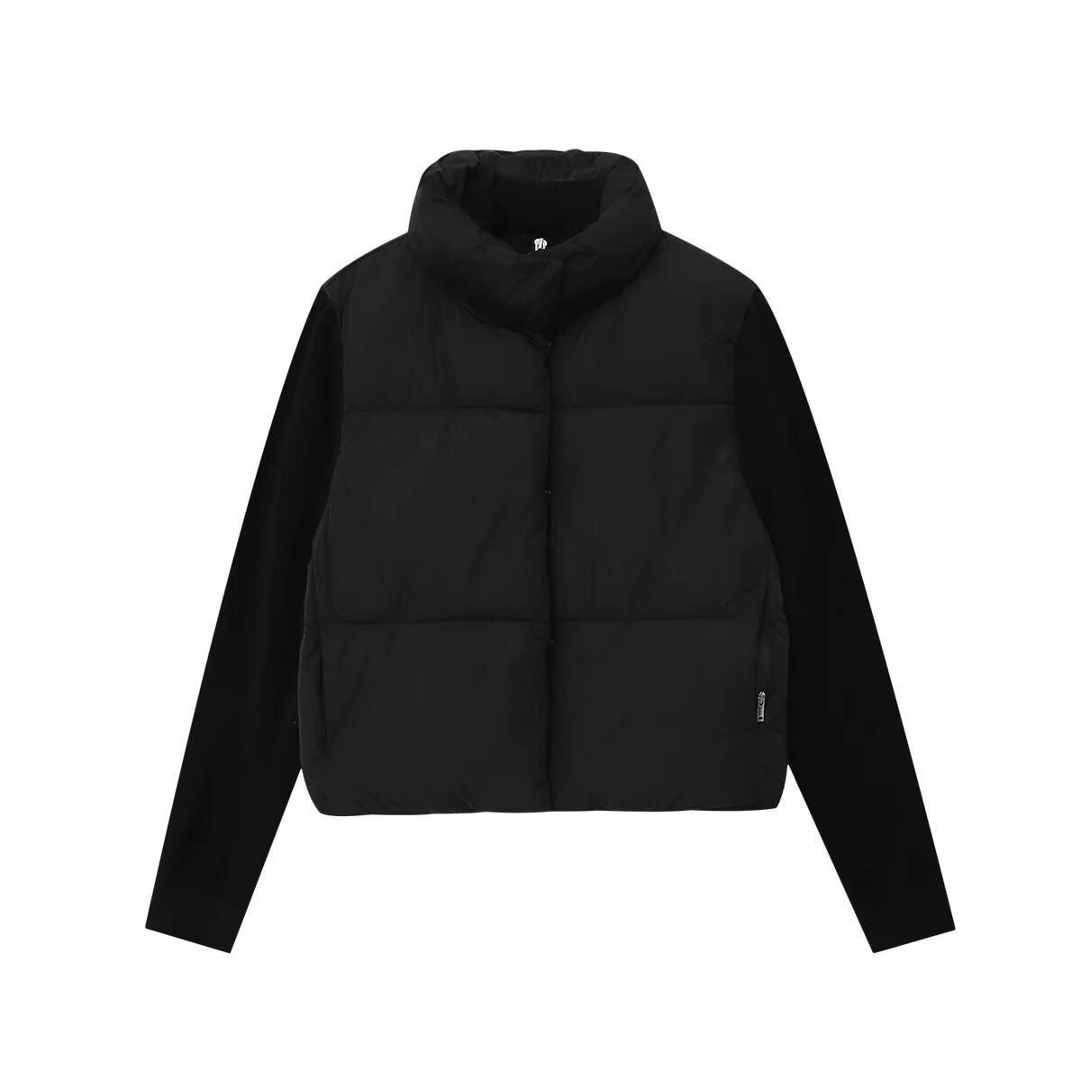 Stand-up collar long-sleeved patchwork coat