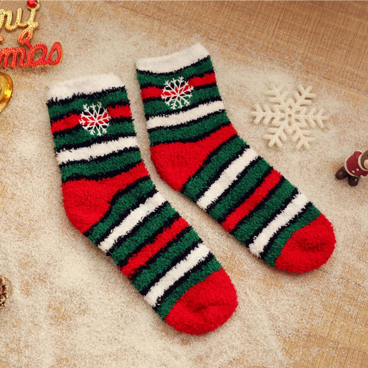 CHRISTMAS EMBROIDERY COZY SOCKS FOR WOMEN