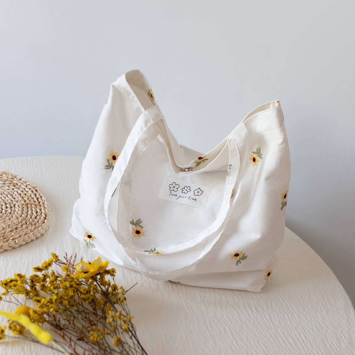 Casual Large Cotton Tote Bag, Artistic Design_CWAB5633