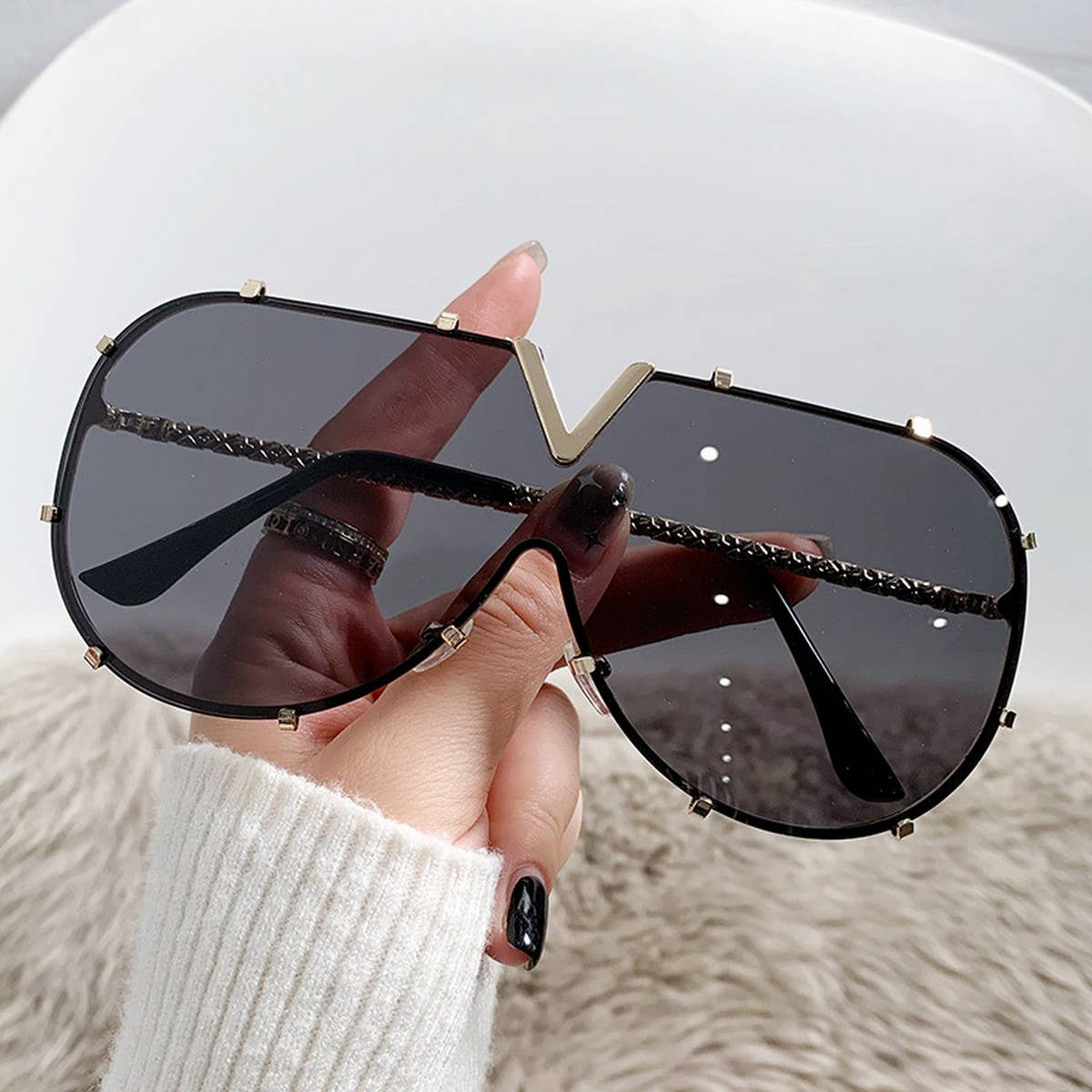 METAL FRAME ONE-PIECE LENSES SUNGLASSES