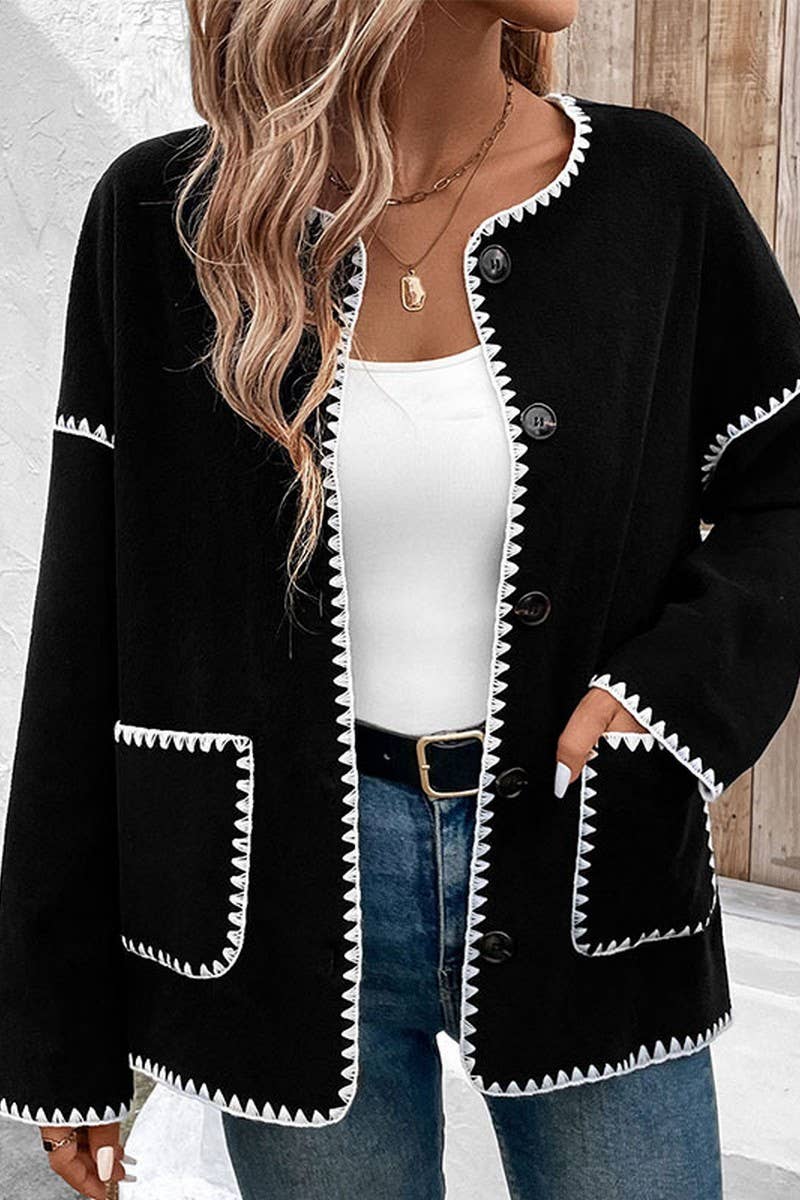 CWOCO0405_ROUND NECK LOOSE COLOR BLOCK POCKET JACKET