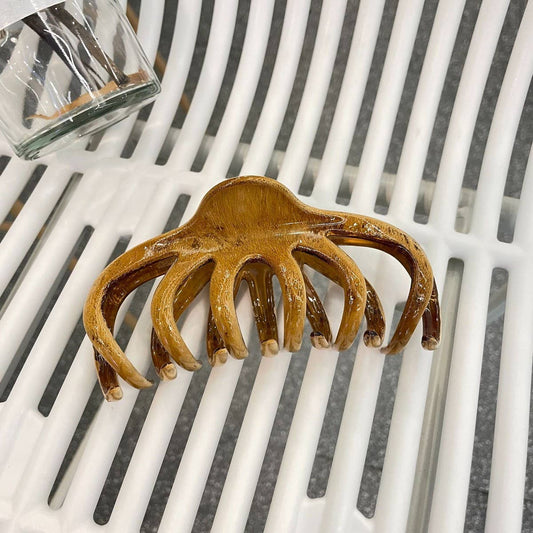 CWAHA5107_VINTAGE OIL PAINTING WOOD GRAIN HAIR CLAW CLIP