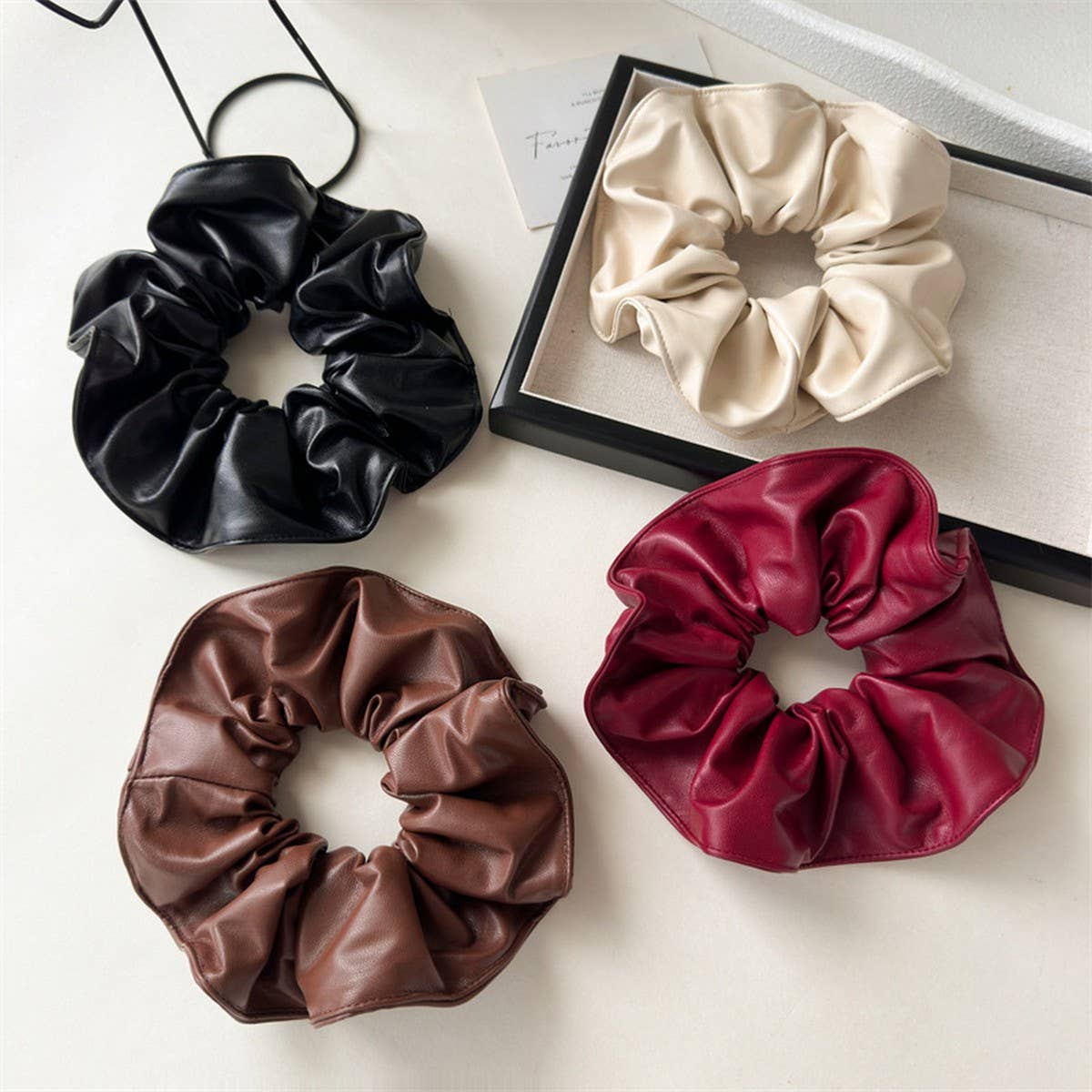 RETRO RED LEATHER HAIR BAND HAIR ACCESSORIES_CWAHA4169