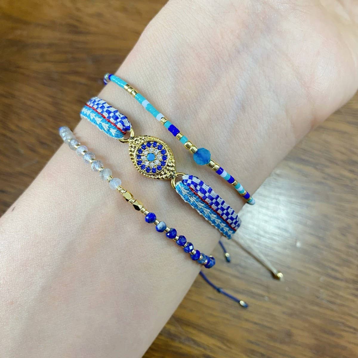 CWAJE4568_NATURAL STONE RICE BEADS ULTRA-THIN BRACELET SET