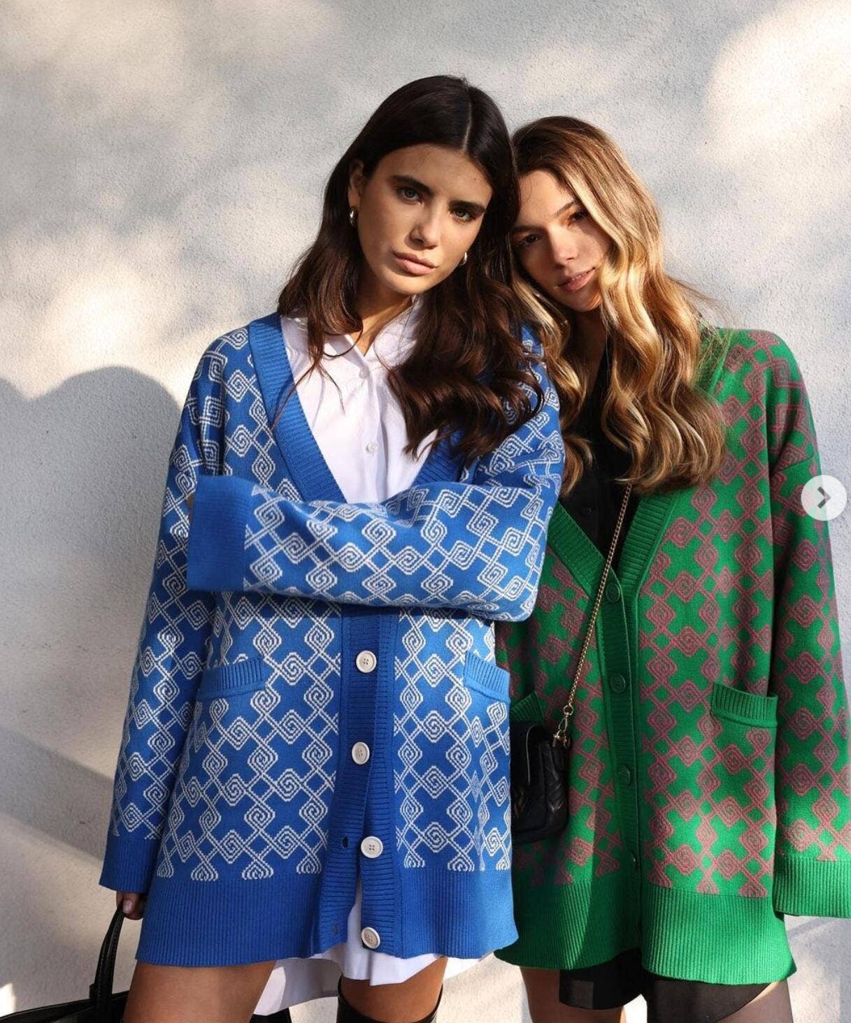 ETHNIC STYLE COLOR CONTRAST V-NECK CARDIGAN