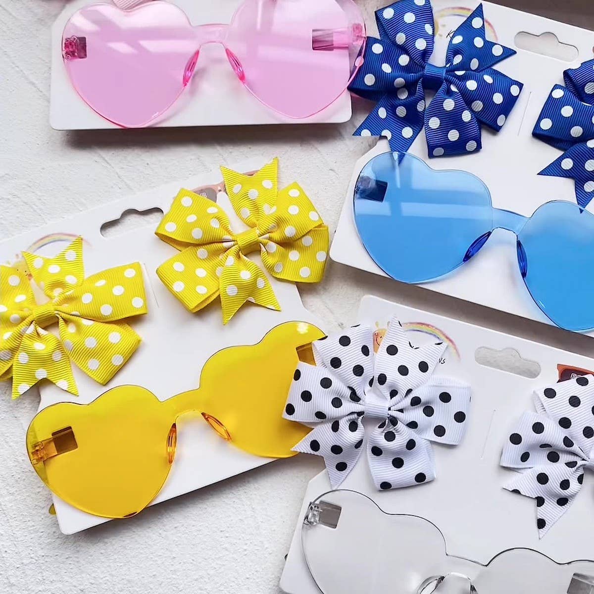 Kids Polka Dot Grosgrain Bow Hair Clip &Sunglasses