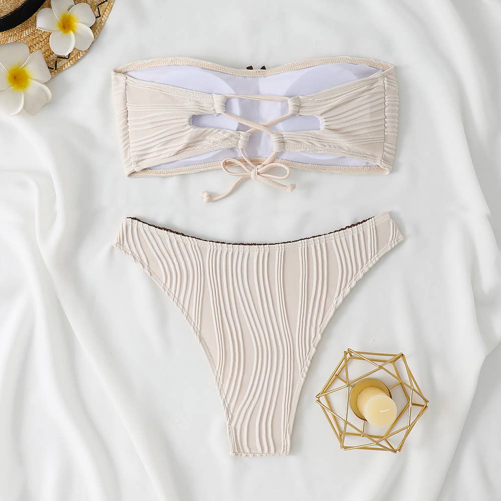 Women's Bandeau Bikini - Sexy Solid Color Swimwear