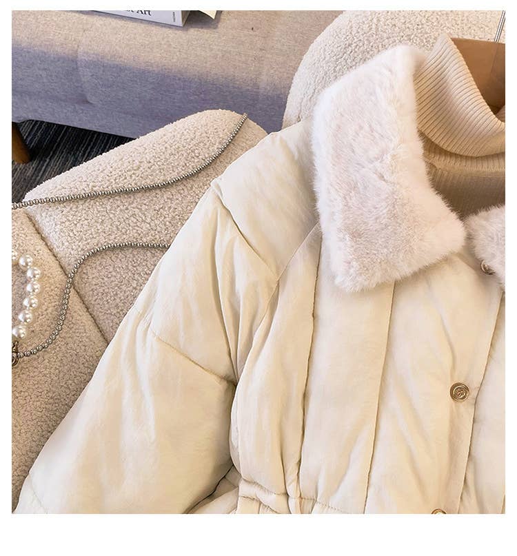 Turn-over collar loose cotton-padded jacket