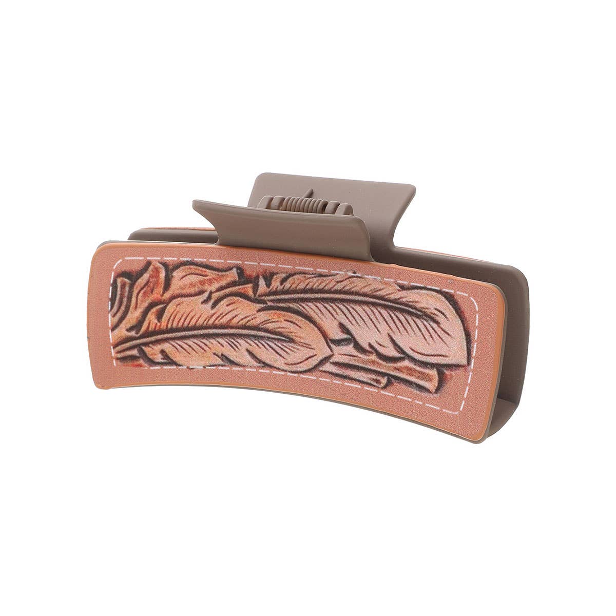 Western Cactus Feather Floral Print Hair Claw