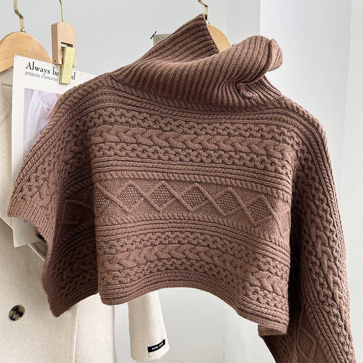 CWASC03126_KNITTED HIGH NECK PONCHO SHAWL FOR WOMEN