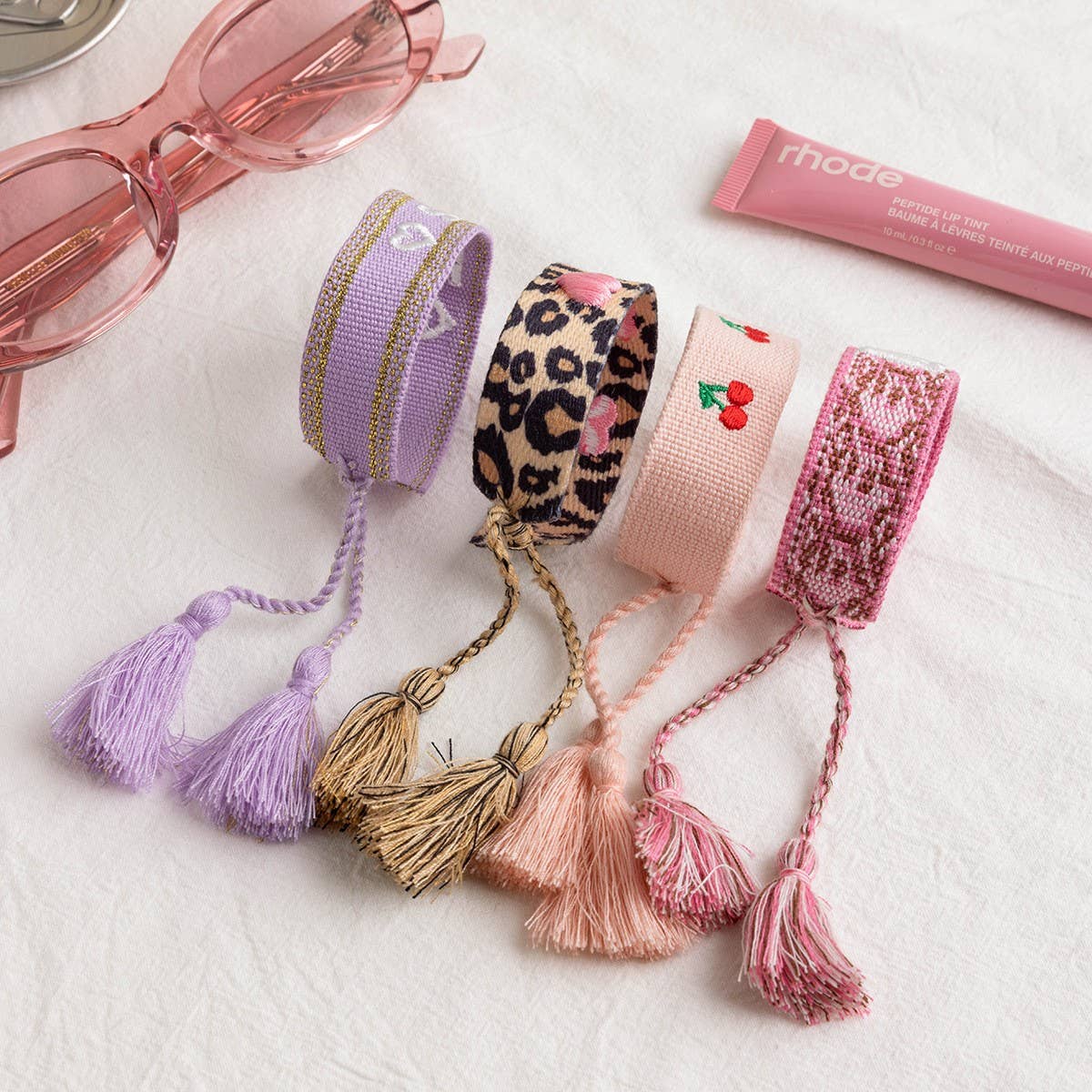 Adjustable Colorful Cherry Leopard Woven Bracelet_CWAJE4711