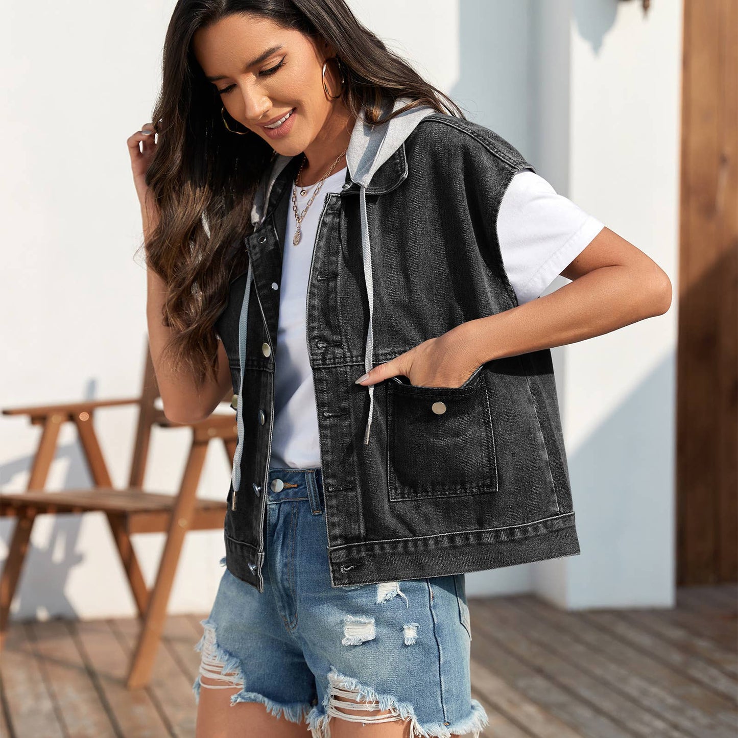 SLIM-FIT WASHED WAISTCOAT CASUAL VEST