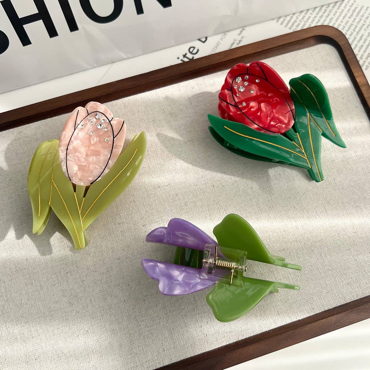 Spring Flower Acetate Claw ??Tulip Hair Clip_CWAHA5901