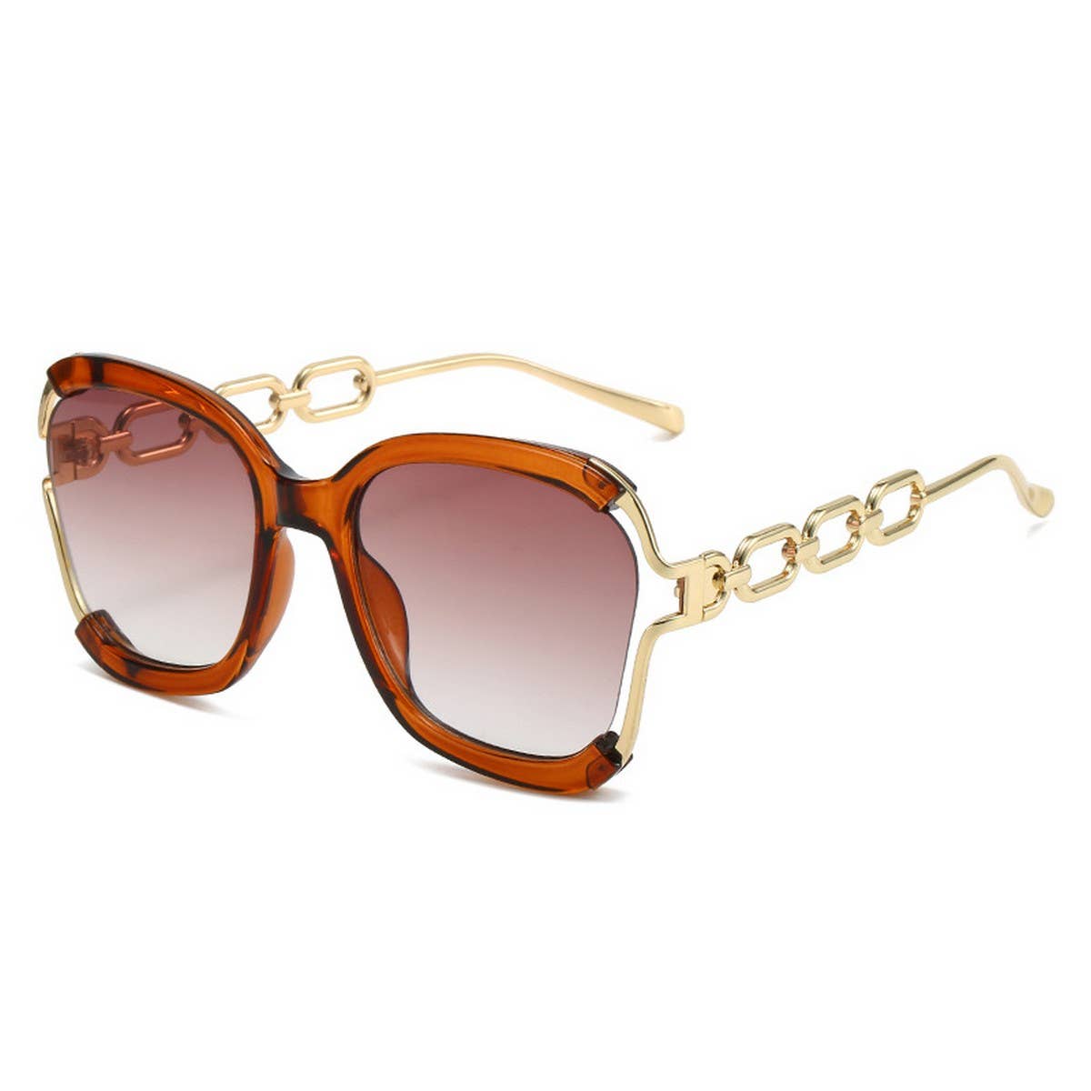 BIG FRAME CHAIN FASHION METAL SUNGLASSES_UV400_CWASG0276