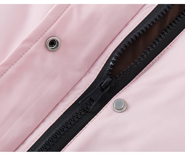 Solid color hooded warm winter padded jacket