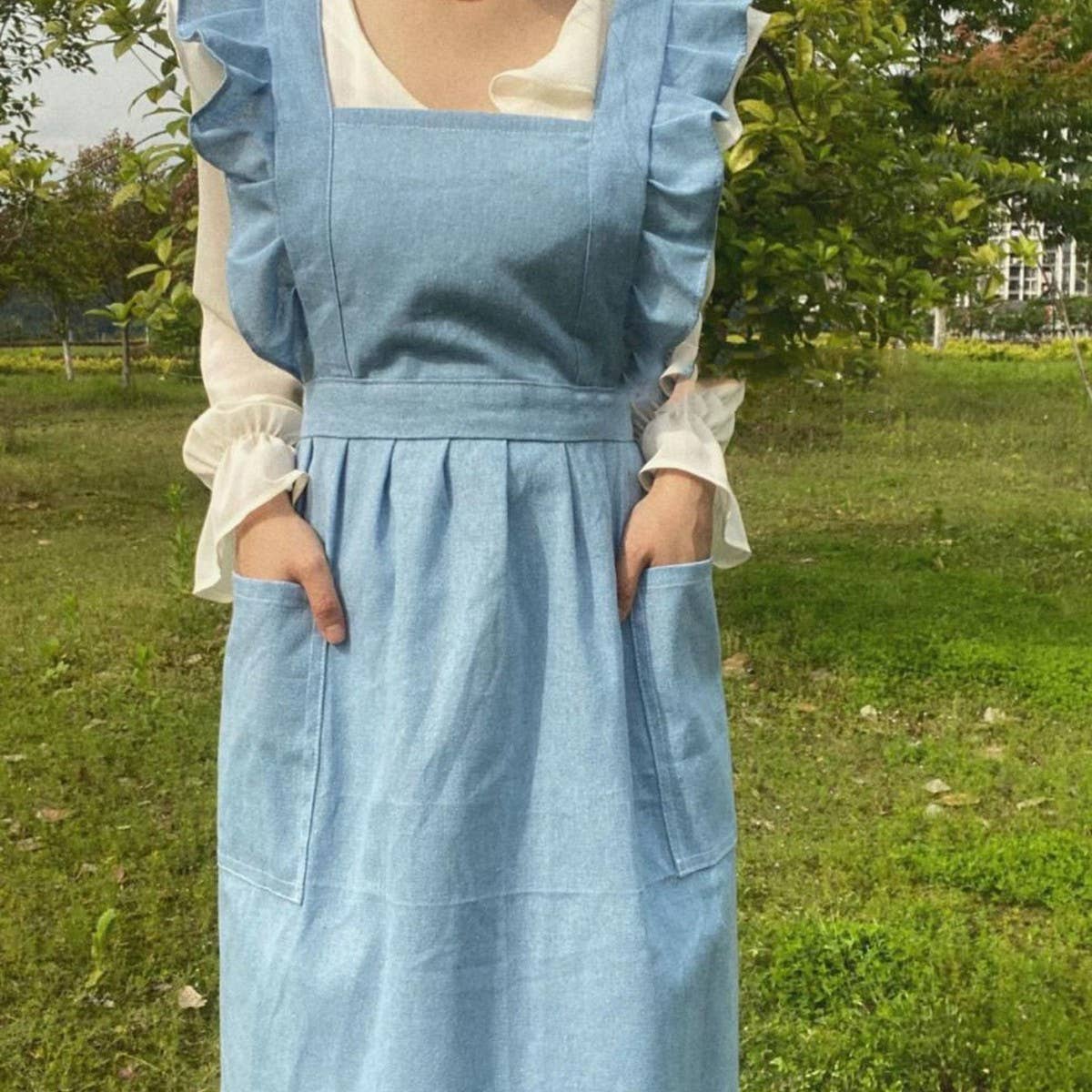 SMALL FRESH RUFFLED STRAP CROSS APRON_CWMM5792