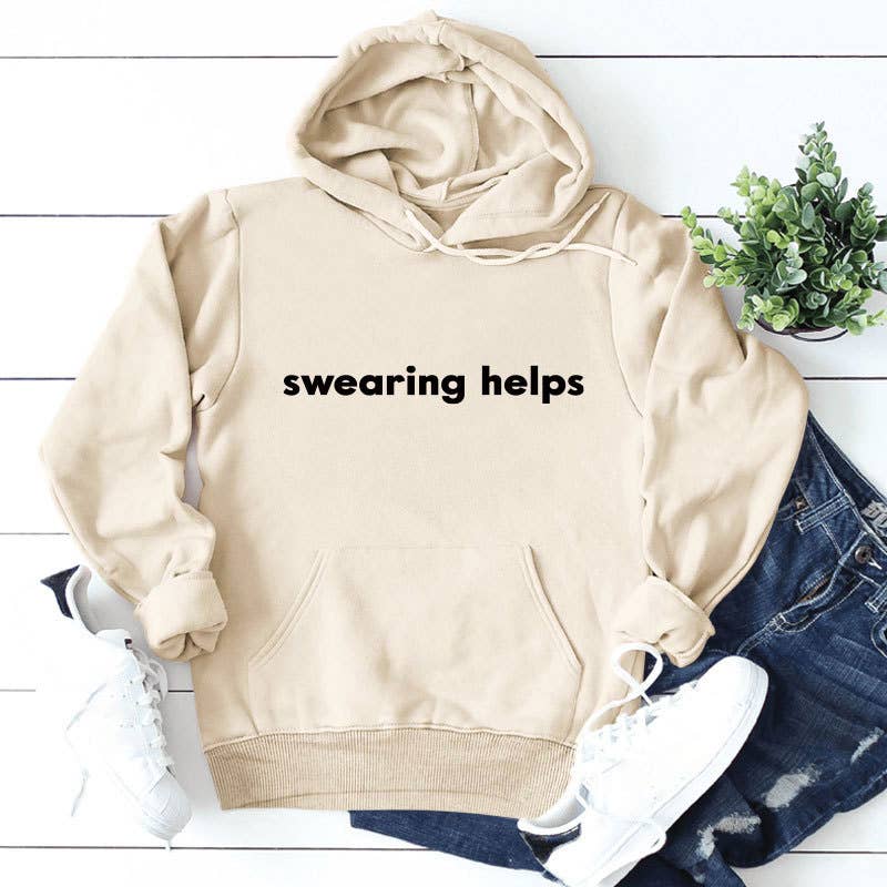 Swearing helps printed thickened warm hoodie