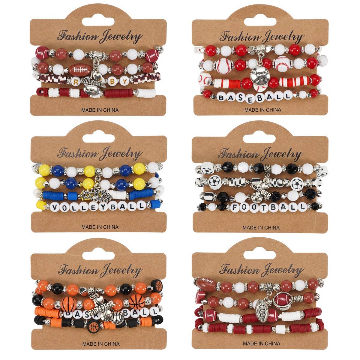 CWMM10450_SPORTS CHARM BRACELET SET BASKETBALL FOOTBALL