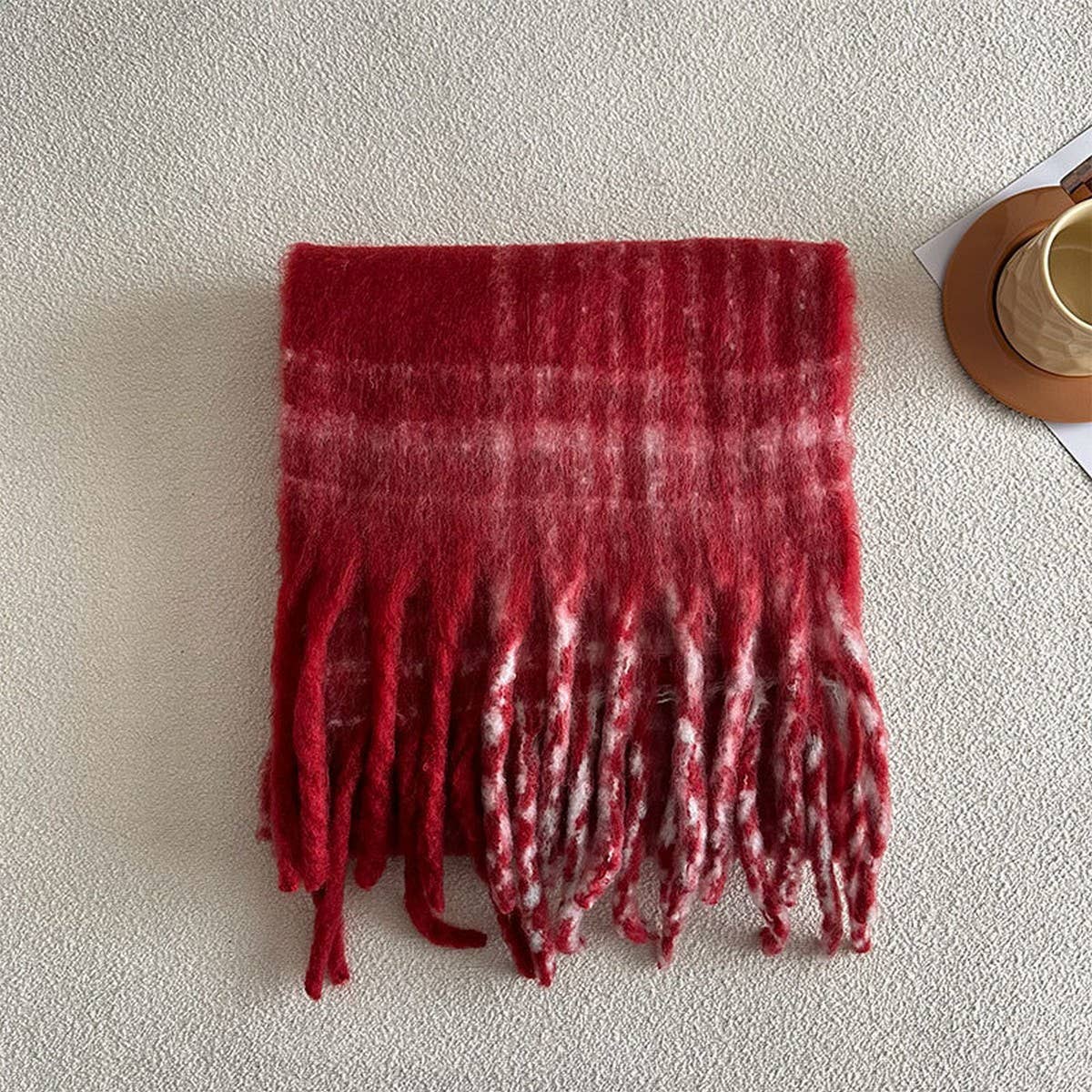Red Plaid Scarf ??Soft Faux Cashmere Winter Wrap_CWASC2343