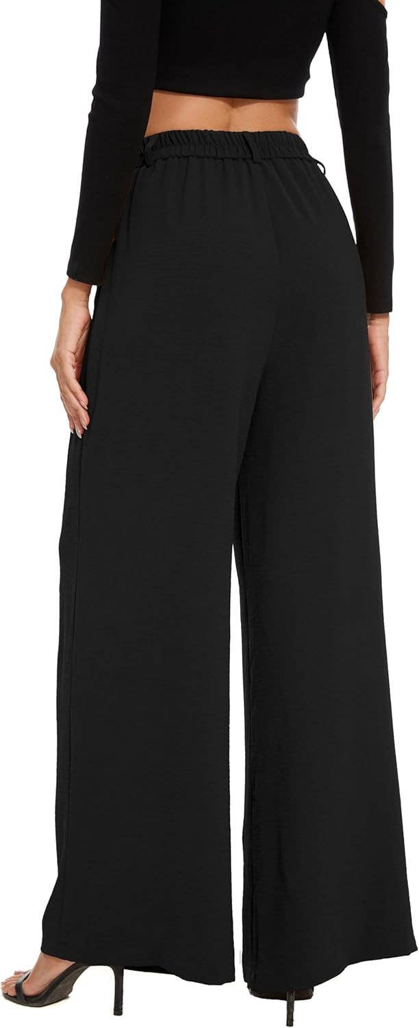 Tight high-waisted straight-leg wide-leg pants
