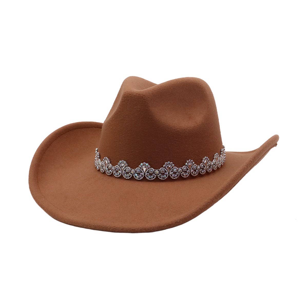 Western Rhinestone Felt Cowboy Hat for Women Men_CWAH04479