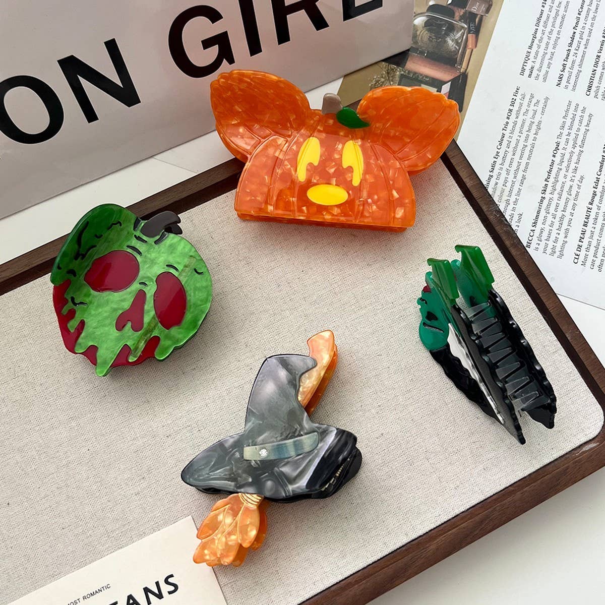 Pumpkin Witch Hat Hair Claw, Medium Acetate Clip_CWAHA5712