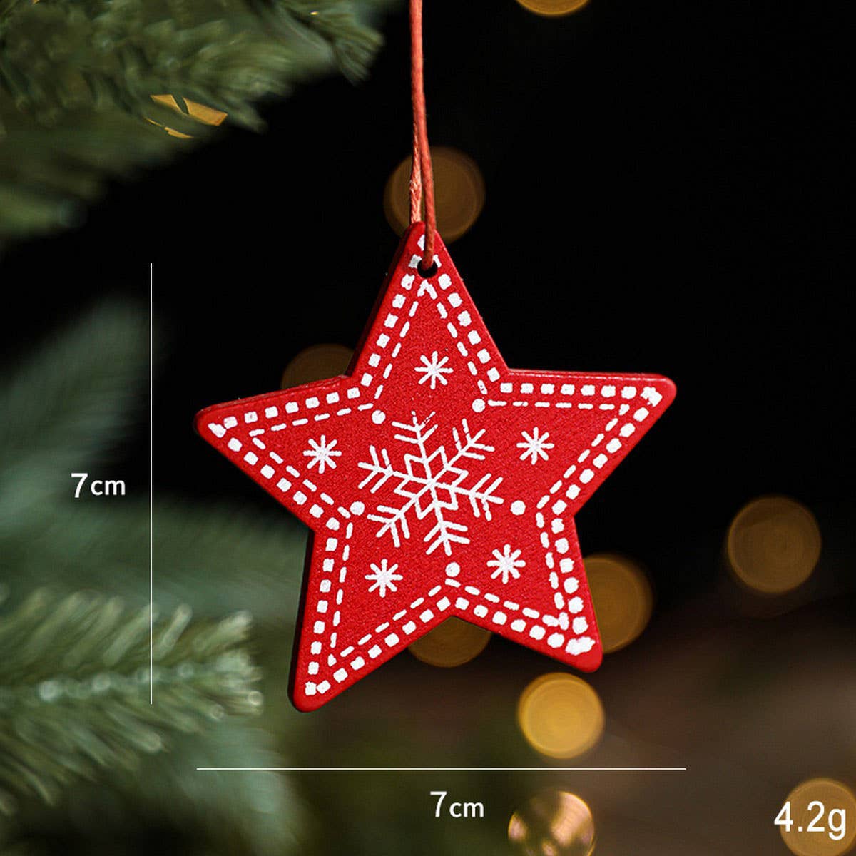 Colorful Wooden Santa Snowflake Tree Ornament