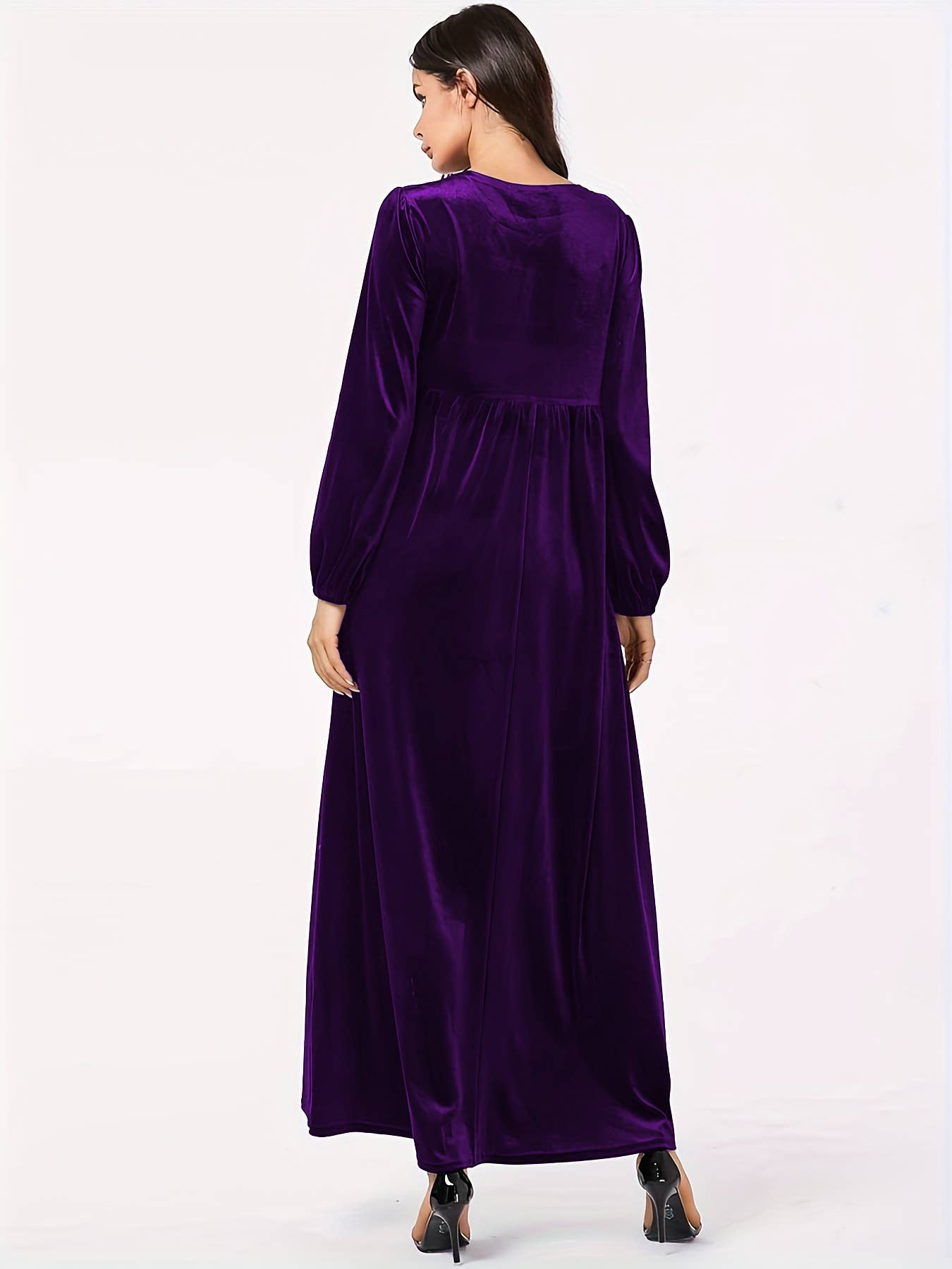 Fashionable round-neck velvet loose dress
