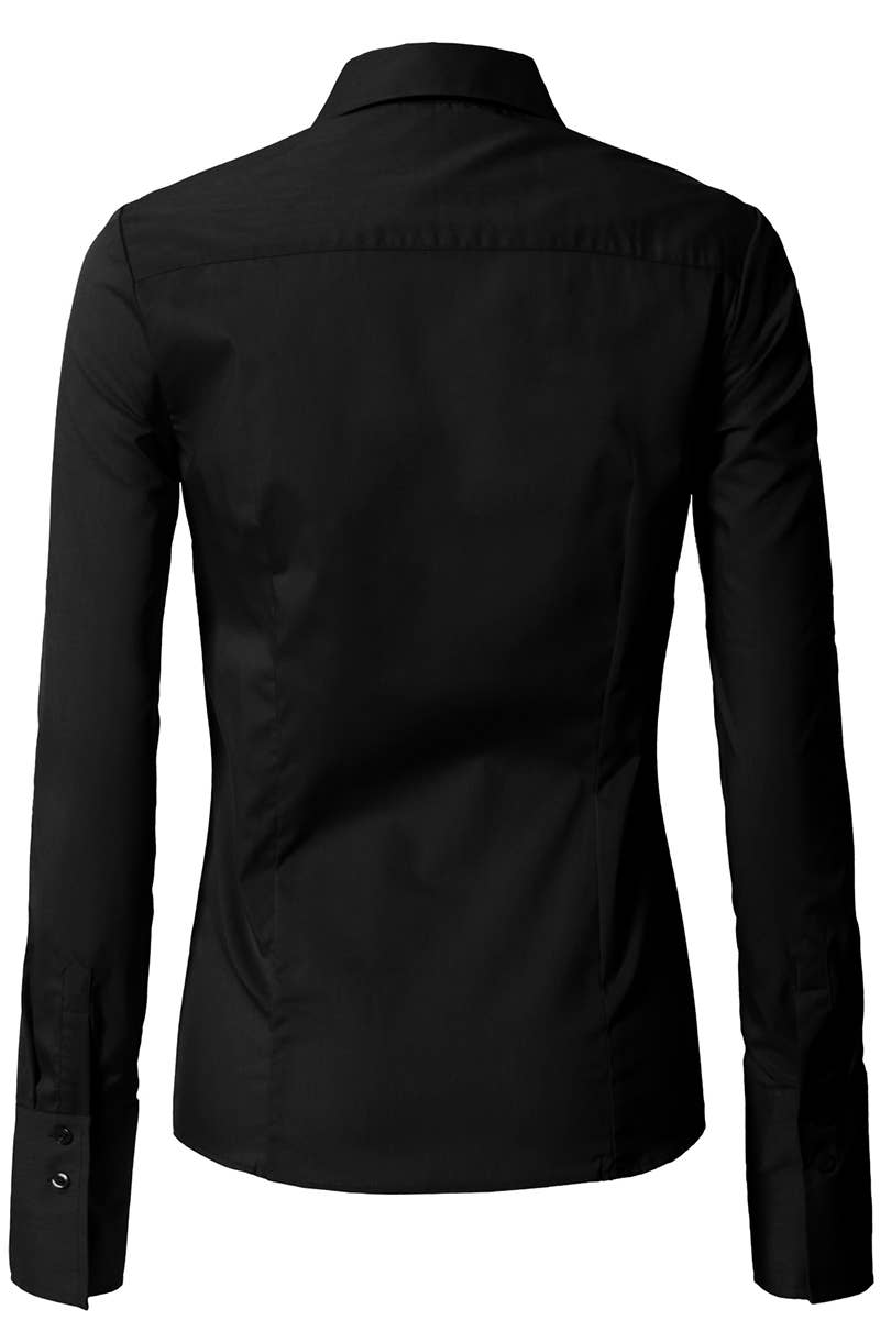 LADIES CASUAL LONG SLEEVE BUTTON UP SHIRT_CWTDSL027