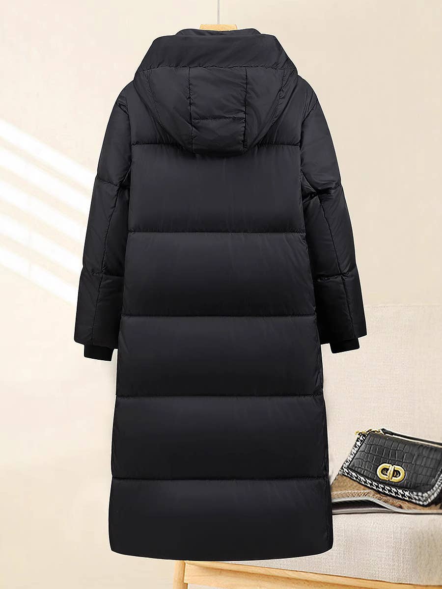 Knee-length,thick and loose cotton-padded jacket