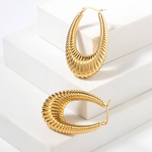 HOLLOW HOOP GEOMETRIC U-SHAPED EARRINGS