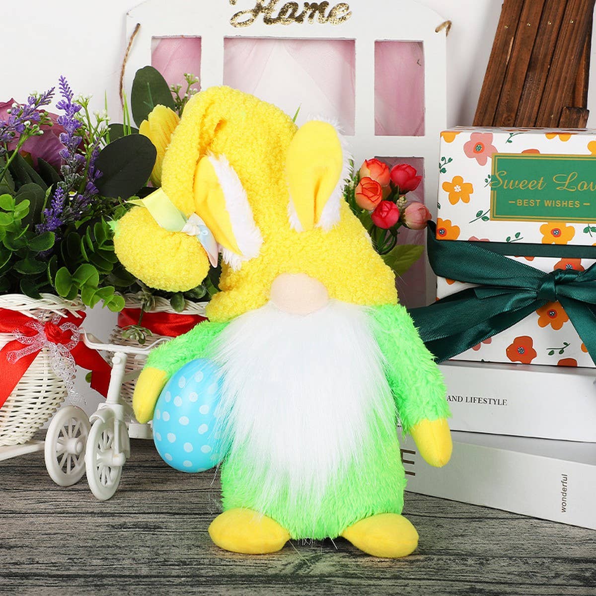 EASTER BALL HAT WITH LIGHT RUDOLPH DOLL ORNAMENT