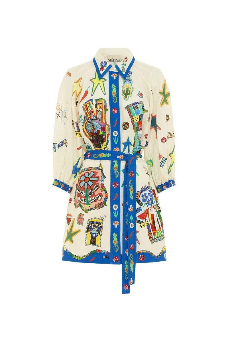 CWDSD8253_FLORAL PRINT TIE LONG SLEEVE DRESS