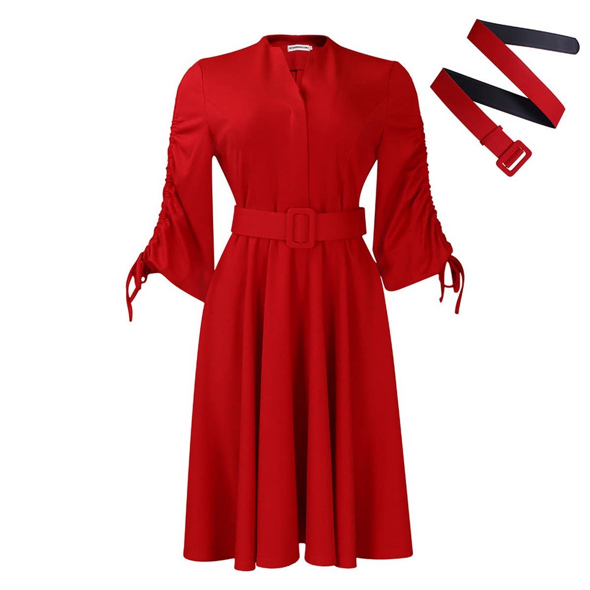 FASHIONABLE AND ELEGANT PLUS SIZE PLEATED DRESS_CWDSD6066