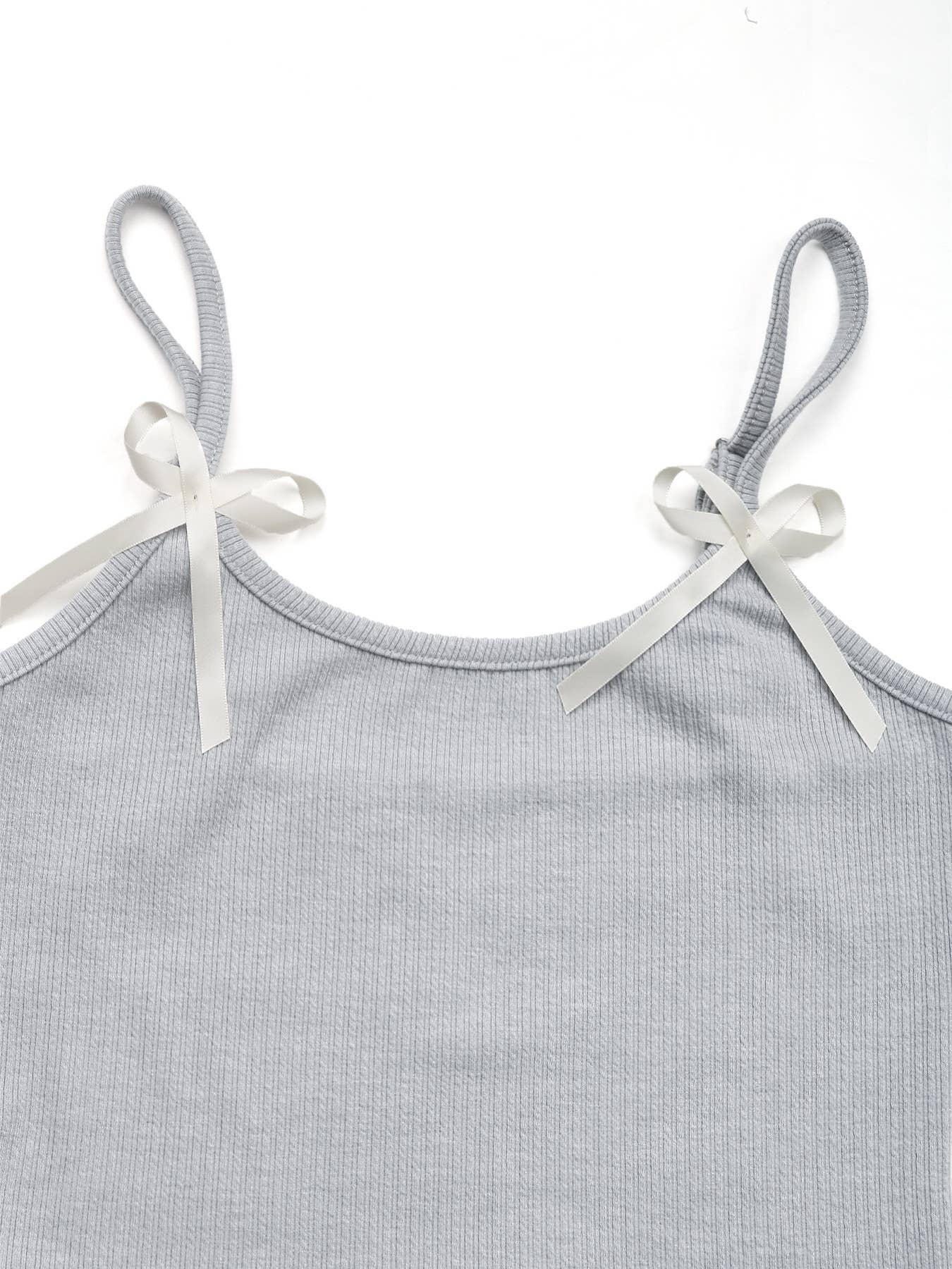 Solid Color Bow Tie Sweet Tank Top & Skirt Set