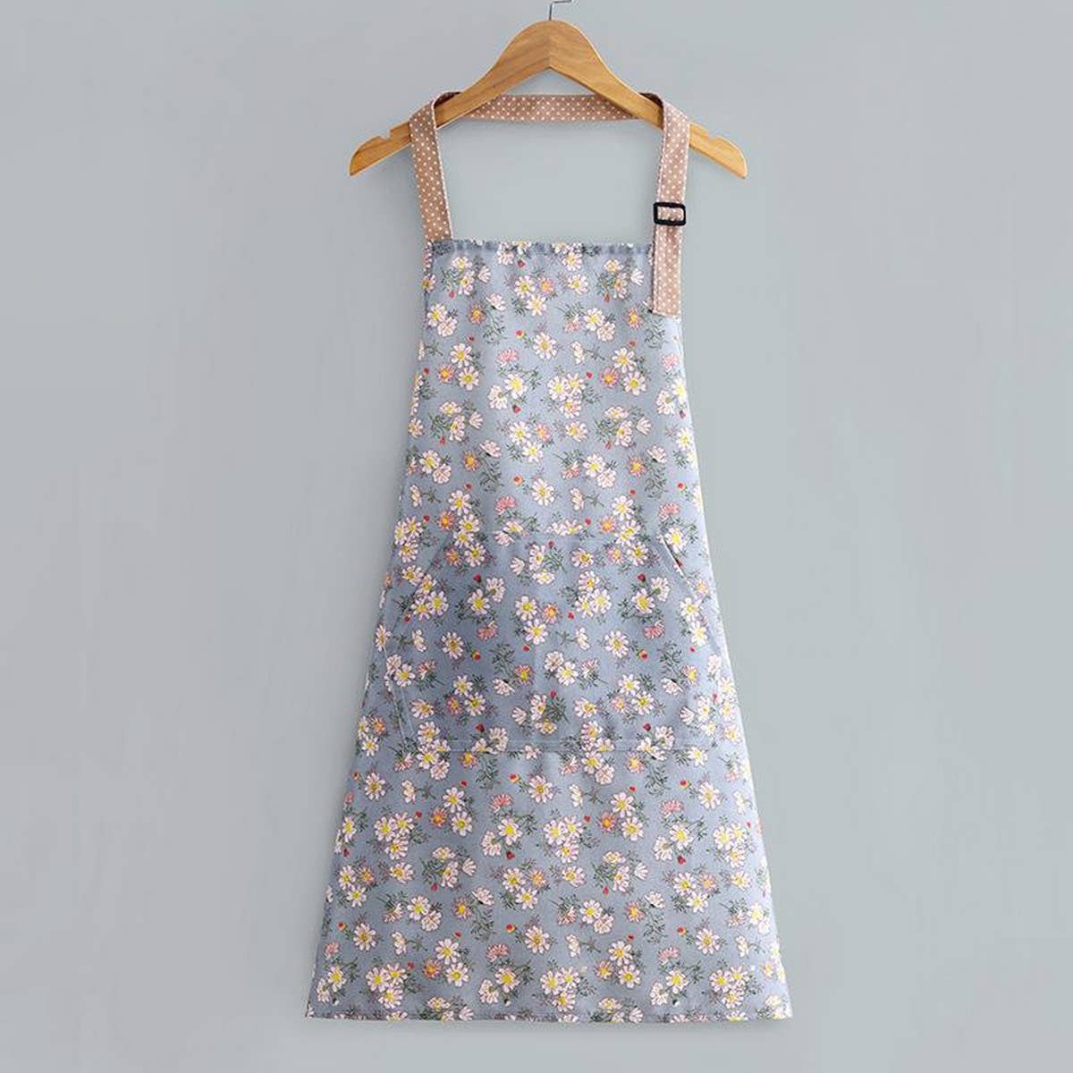 Floral Print Summer Thin Canvas Apron with pockets