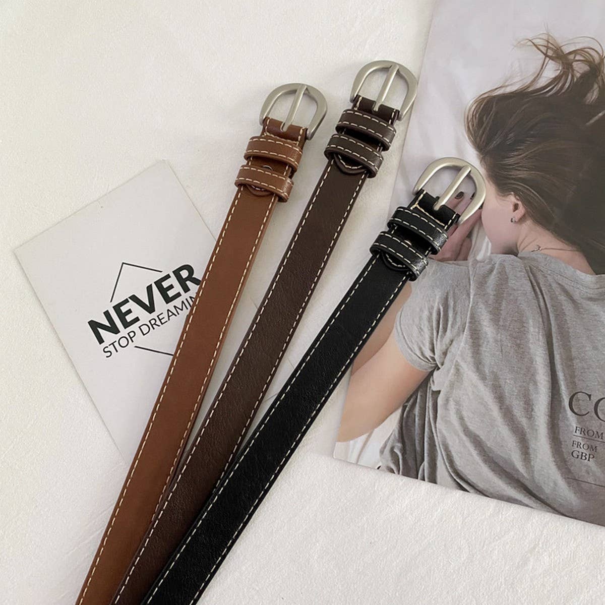 VINTAGE SILVER BUCKLE LADIES ALL-MATCH BELT_CWABE0664