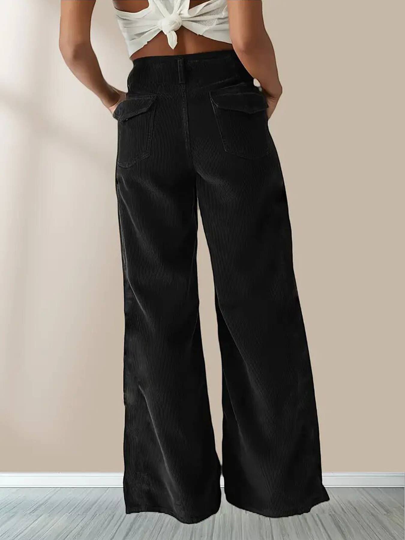 SLIM SLIM CASUAL STRAIGHT PANTS WITH HIGH WAIST
