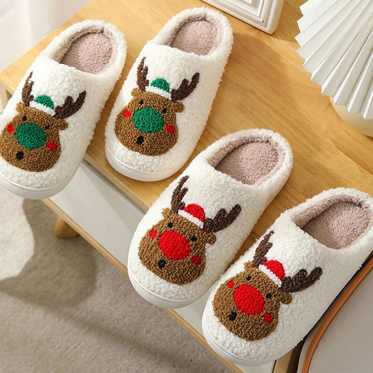 CHRISTMAS ELK NON-SLIP COTTON SLIPPERS