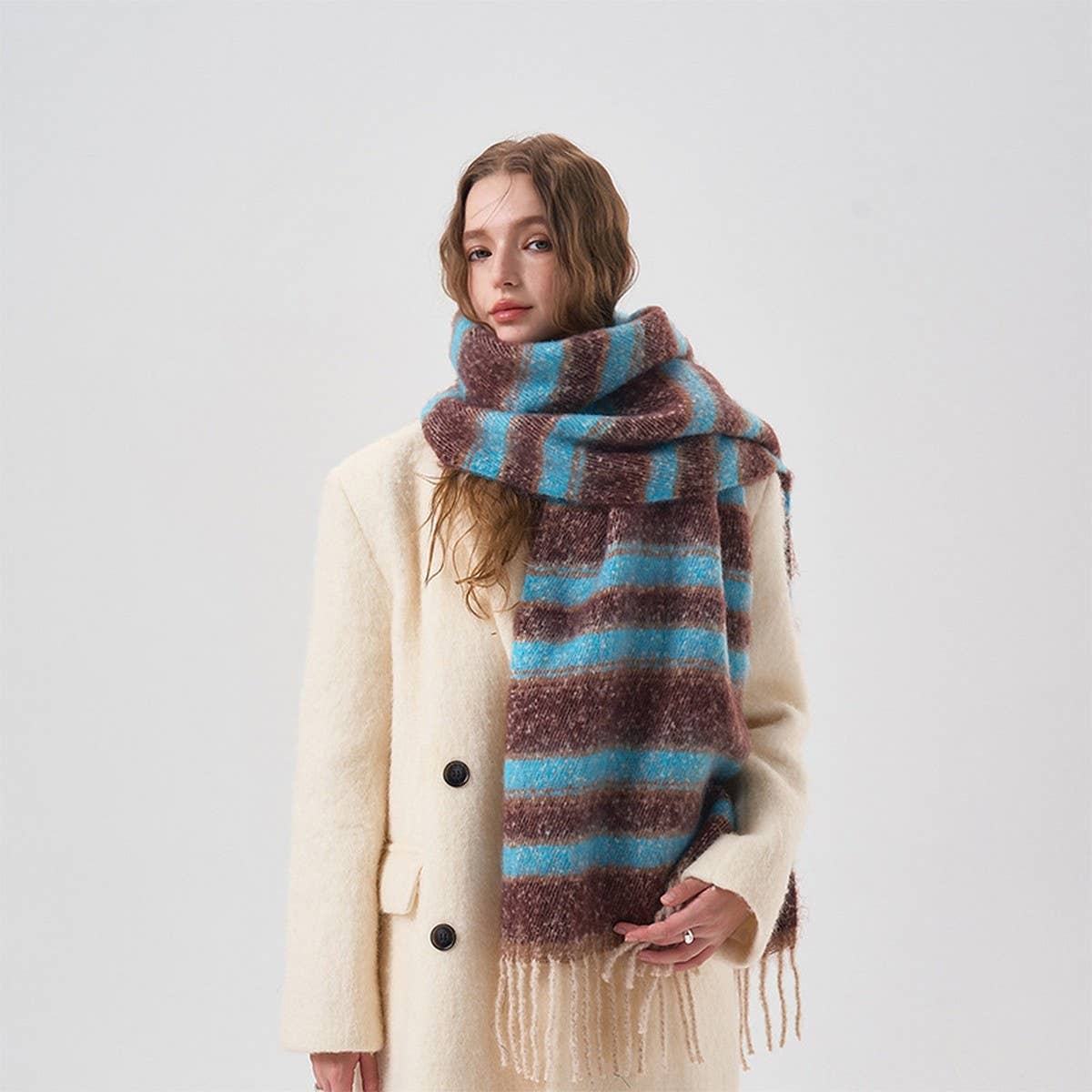 Rainbow Colorblock Scarf - Warm Cozy Winter Wrap_CWASC2351