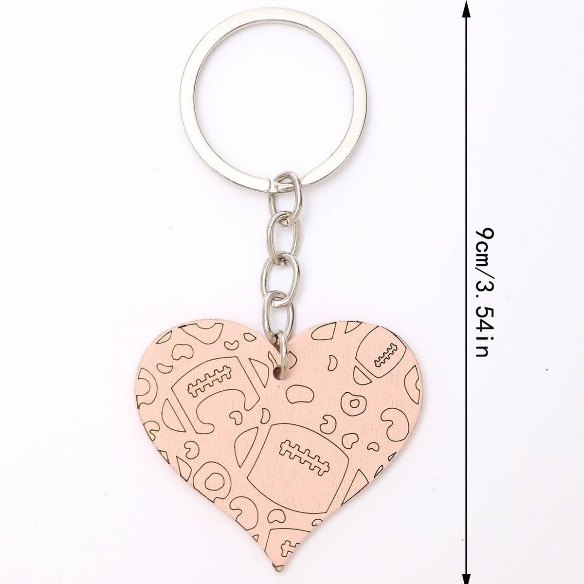 HEART SHAPED WOODEN KEYCHAIN PENDANT